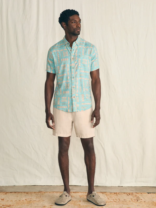 Anna Kahalekulu Short-Sleeve Breeze Shirt - Teal Naupaka