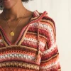 Beach Bonfire Crochet Hoodie - Botanical Stripe