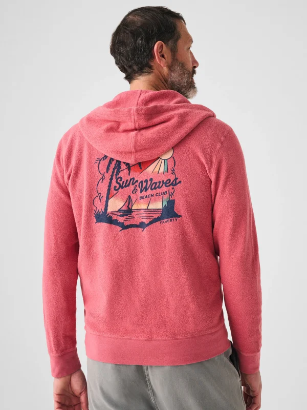 Beach Fleece Zip Hoodie - Venice Red