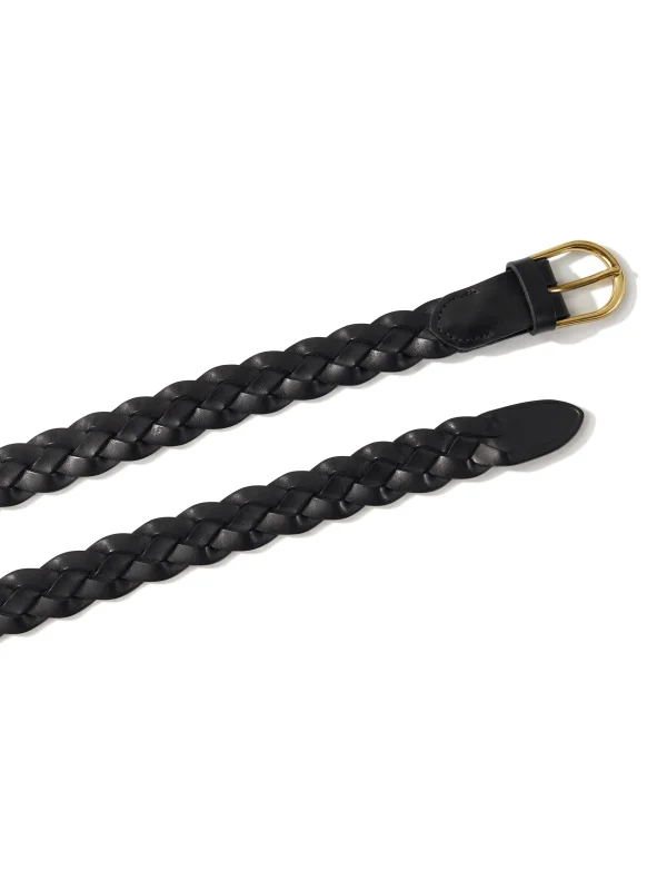 Braided Leather Belt - Black