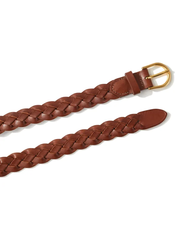 Braided Leather Belt - Brown