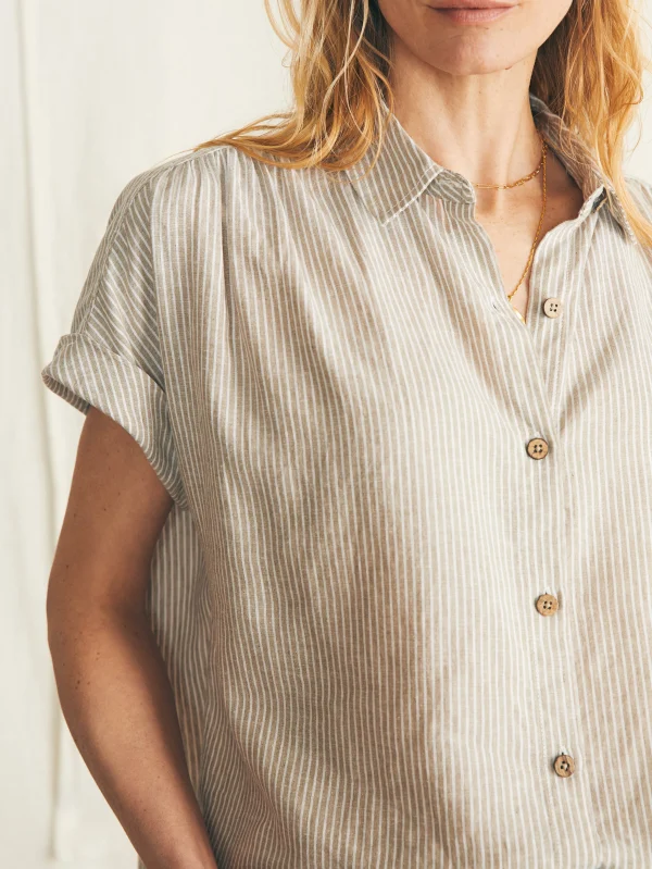 Breeze Shirt - Tan Petite Stripe