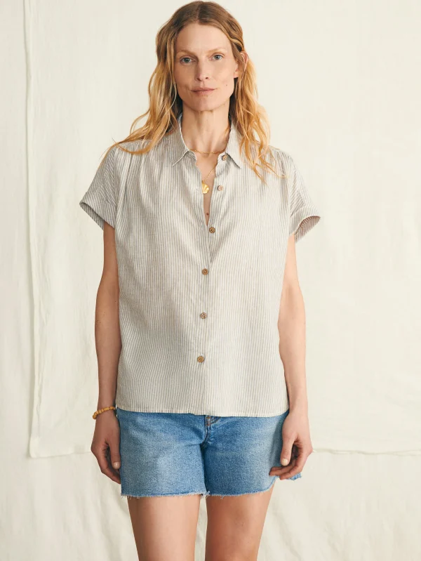 Breeze Shirt - Tan Petite Stripe