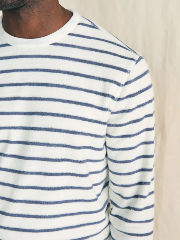 Cabana Towel Terry Crewneck - Stormy Sky Breton Stripe