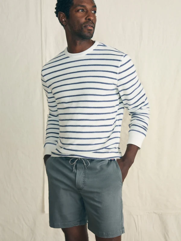 Cabana Towel Terry Crewneck - Stormy Sky Breton Stripe