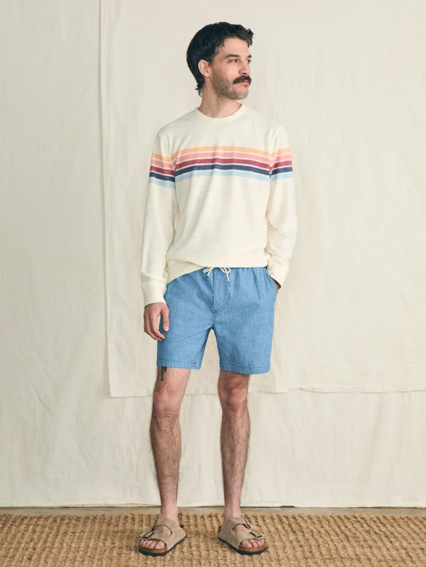 Cabana Towel Terry Crewneck - Seacoast Skyline Stripe