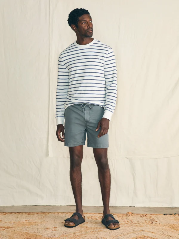 Cabana Towel Terry Crewneck - Stormy Sky Breton Stripe