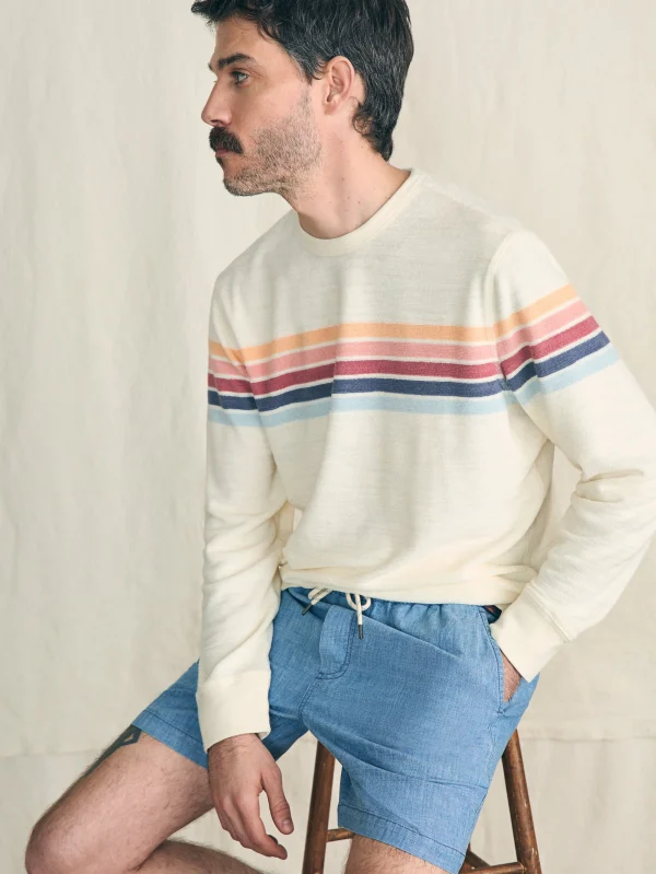 Cabana Towel Terry Crewneck - Seacoast Skyline Stripe