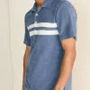 Cabana Towel Terry Surf Stripe Polo Shirt - Stormy Sky