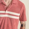 Cabana Towel Terry Surf Stripe Polo Shirt - Faded Flag