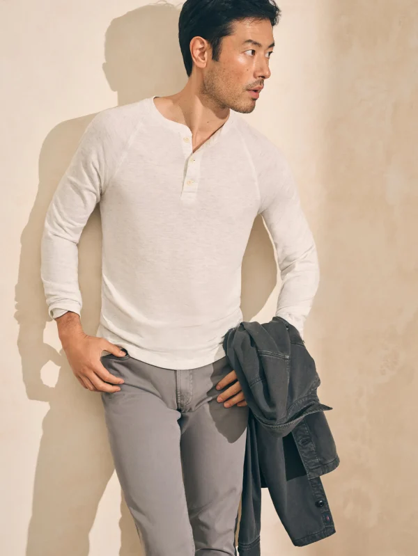 Cloud Cotton Long-Sleeve Henley (Tall) - Ivory Heather