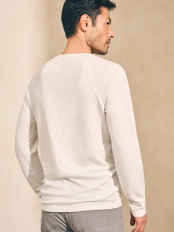 Cloud Cotton Long-Sleeve Henley (Tall) - Ivory Heather