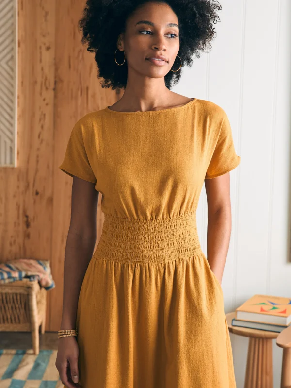 Coast To Coast Midi Dress - Honey Mustard