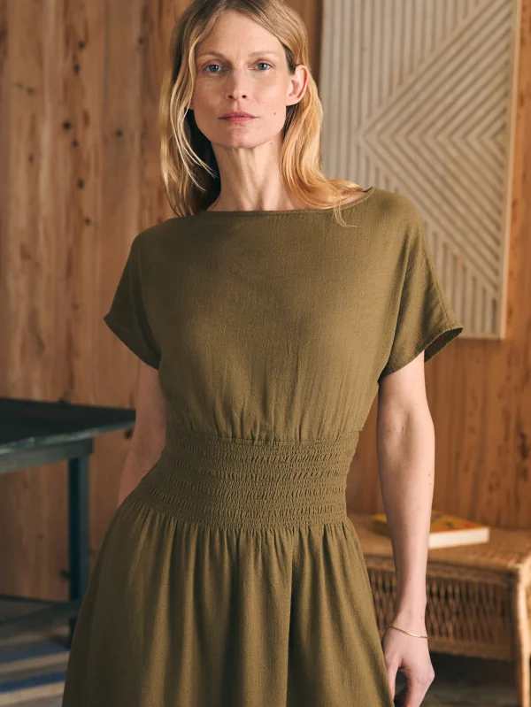 Coast To Coast Midi Dress - Military Olive