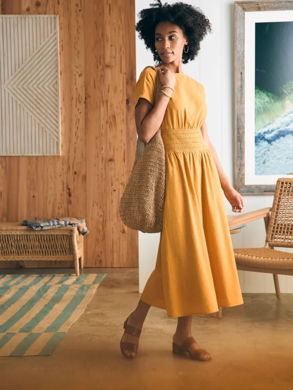 Coast To Coast Midi Dress - Honey Mustard