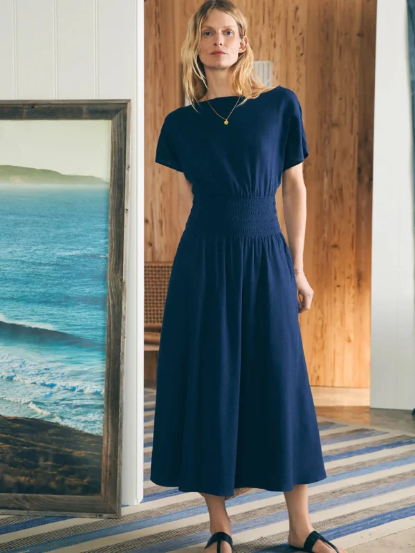 Coast To Coast Midi Dress - Navy