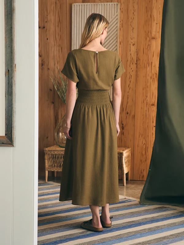 Coast To Coast Midi Dress - Military Olive