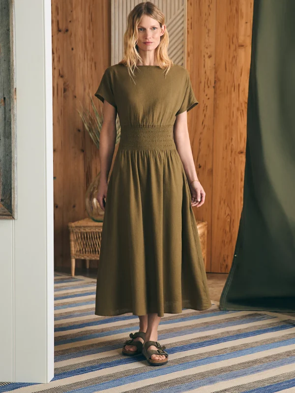 Coast To Coast Midi Dress - Military Olive