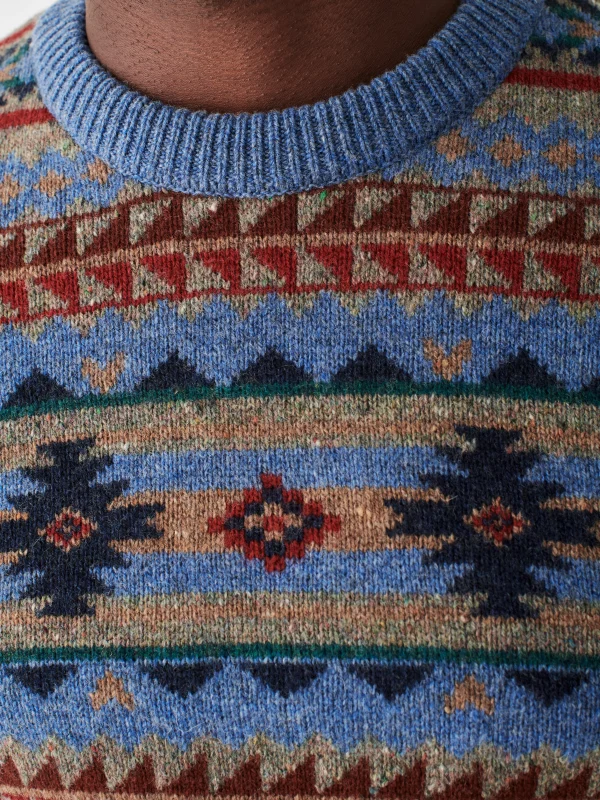 Doug Good Feather Fair Isle Sweater - Blue Winter Night