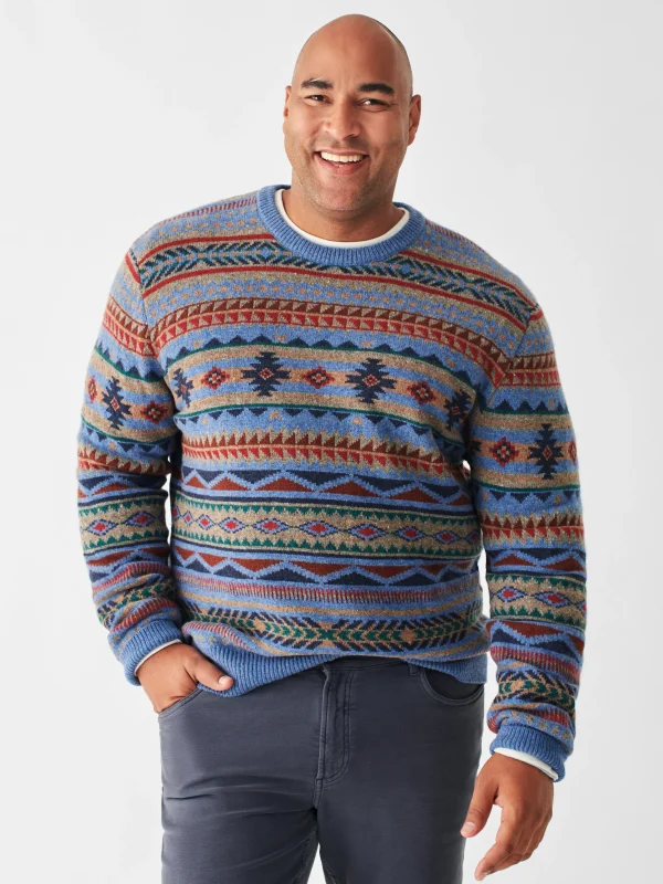 Doug Good Feather Fair Isle Sweater - Blue Winter Night