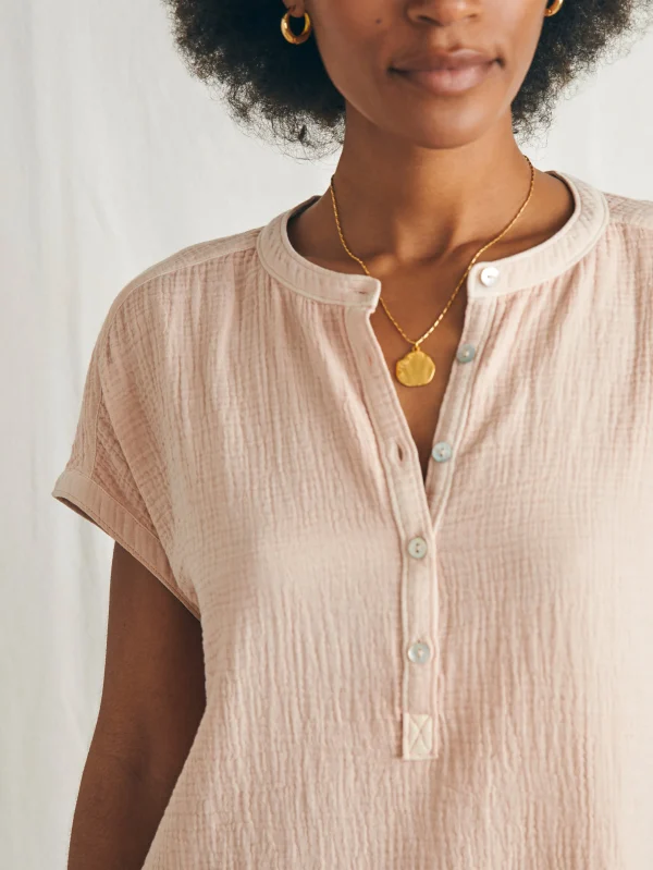 Dream Cotton Gauze Desmond Top - Peach Whip