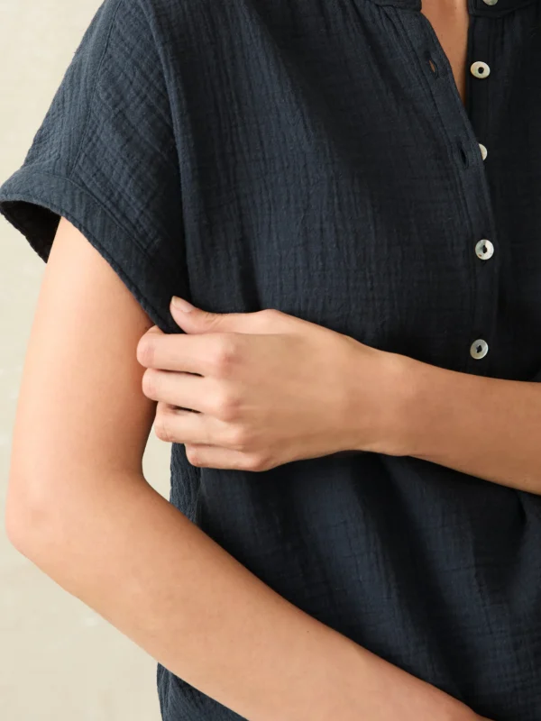 Dream Cotton Gauze Desmond Top - Navy