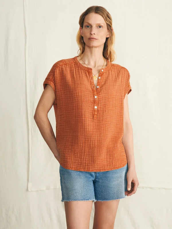 Dream Cotton Gauze Desmond Top - Bombay Brown