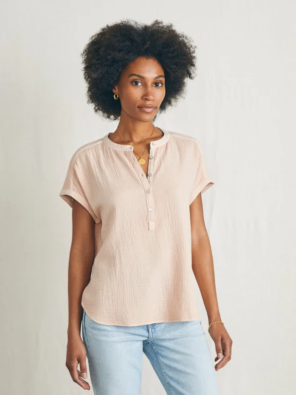 Dream Cotton Gauze Desmond Top - Peach Whip