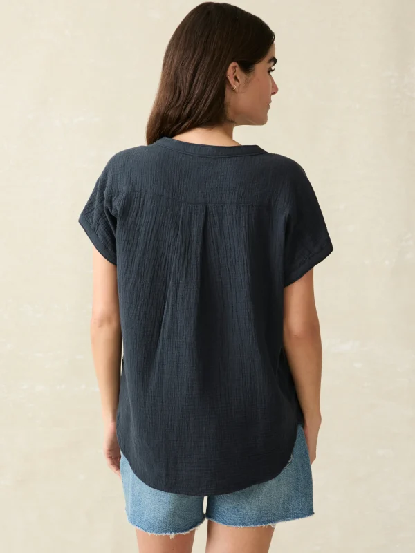 Dream Cotton Gauze Desmond Top - Navy