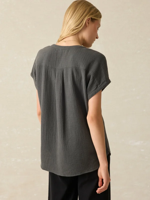 Dream Cotton Gauze Desmond Top - Washed Black