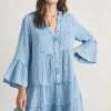 Dream Cotton Gauze Kasey Dress - Light Indigo Wash