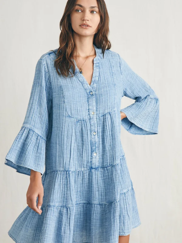 Dream Cotton Gauze Kasey Dress - Light Indigo Wash