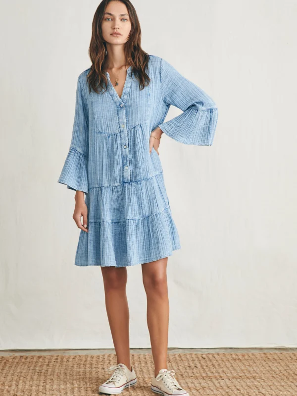 Dream Cotton Gauze Kasey Dress - Light Indigo Wash