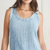 Dream Cotton Gauze Scoop Neck Tank - Light Indigo Wash