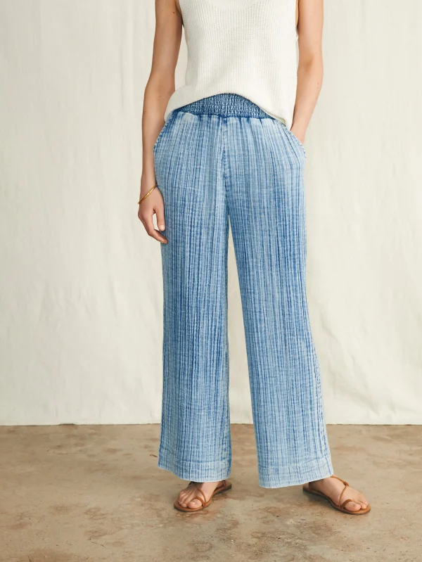 Dream Cotton Gauze Wide Leg Pant - Light Indigo Wash