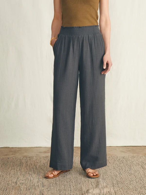 Dream Cotton Gauze Wide Leg Pant - Washed Black