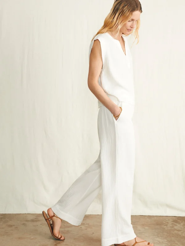 Dream Cotton Gauze Wide Leg Pant - White