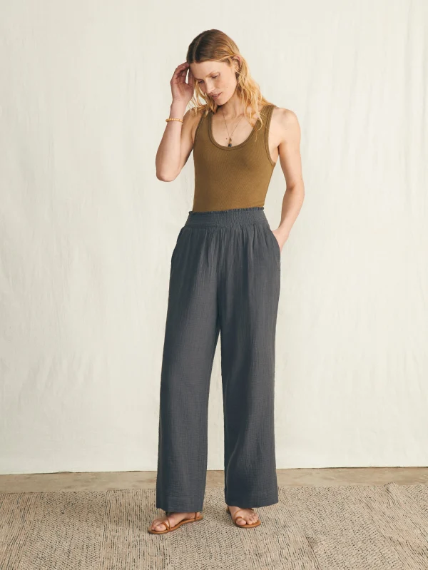 Dream Cotton Gauze Wide Leg Pant - Washed Black