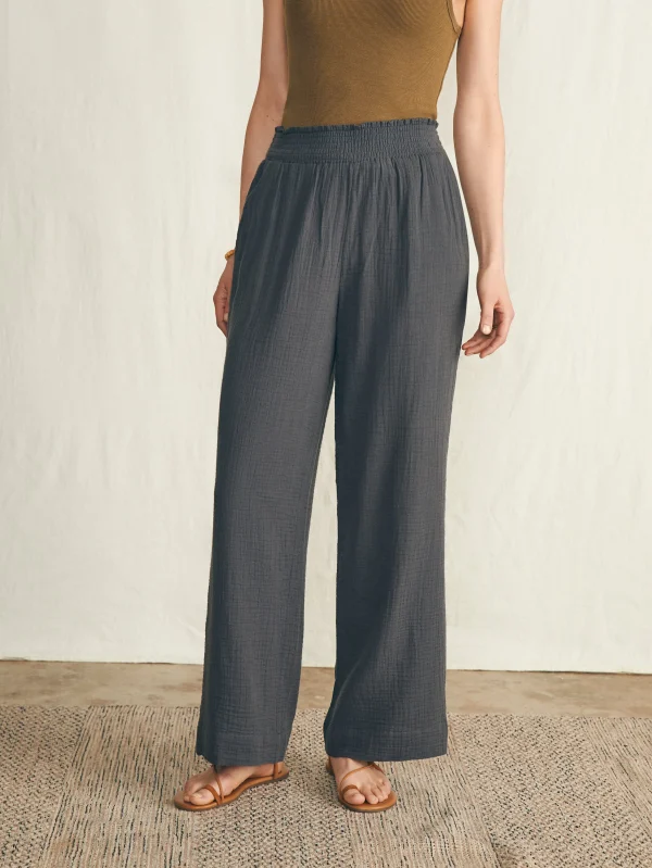 Dream Cotton Gauze Wide Leg Pant - Washed Black