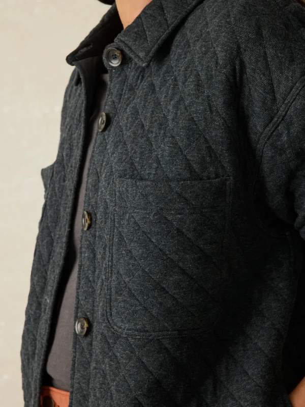 Epic Quilted Fleece Shirt Jacket - Black Heather