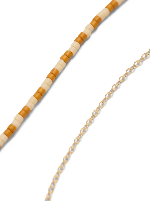 Faherty X Beyond The Sea Mid Seed Bead Necklace - Golden Ochre Stripe