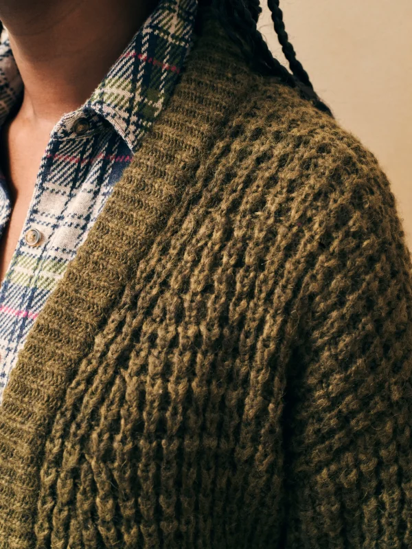 Frost Waffle Cardigan - Olive