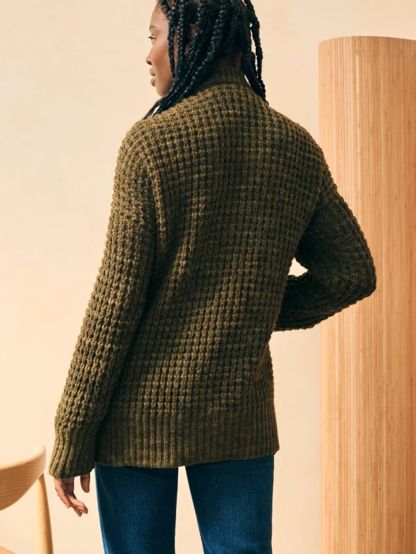 Frost Waffle Cardigan - Olive