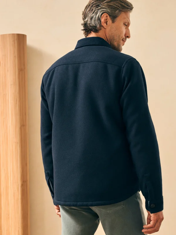 High Pile Fleece Lined Wool CPO - Navy Shadow Twill