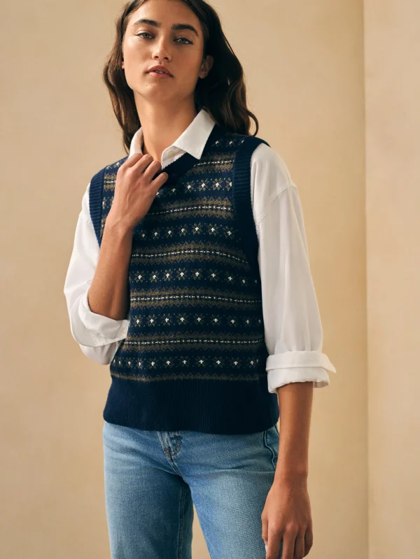 Highland Fair Isle Sweater Vest - Navy Multi