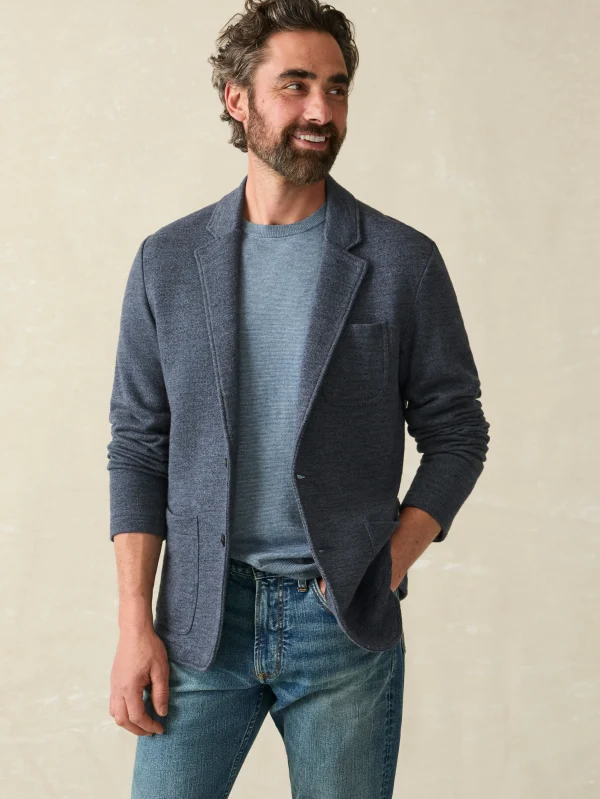 Inlet Knit Blazer - Deep Navy Melange