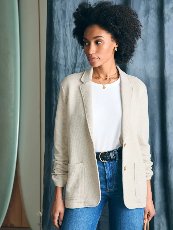 Inlet Knit Blazer - Light Oatmeal Melange