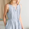 Isha Midi Dress - Blue Mini Stripe