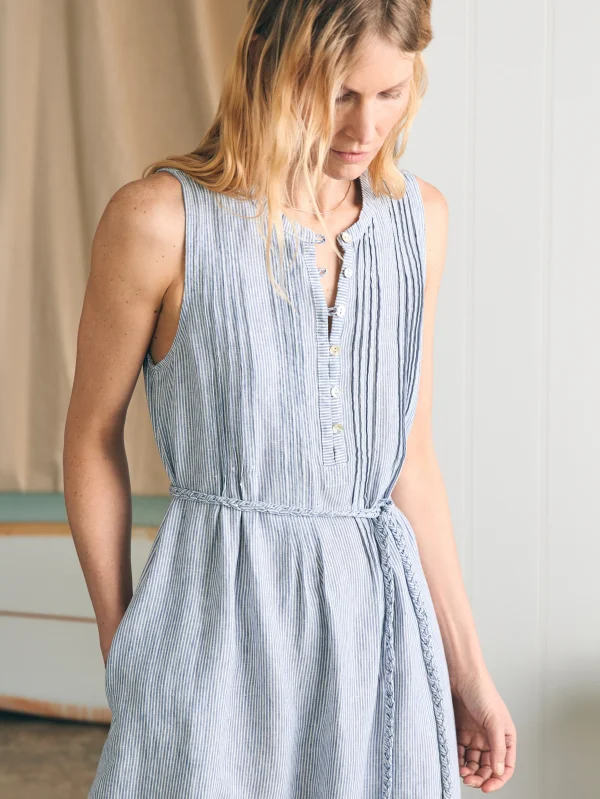 Isha Midi Dress - Blue Mini Stripe