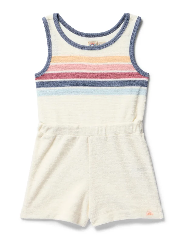 Kids Cabana Towel Terry Romper - Seacoast Skyline Stripe